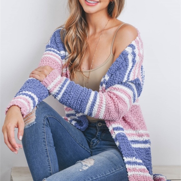 PINK COMBO CARDIGAN SWEATER - Picture 3 of 12